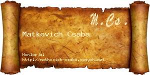 Matkovich Csaba névjegykártya