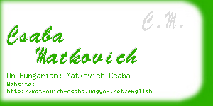 csaba matkovich business card